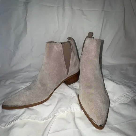 Marc Fisher Taupe Suede Pointed Toe Booties - Picture 1 of 7